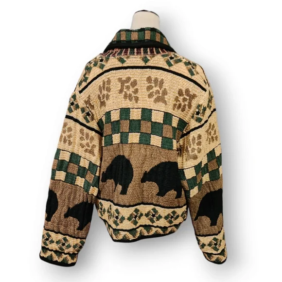 Vintage Sugar Weavers Cotton Woven Bear Blanket Jacket